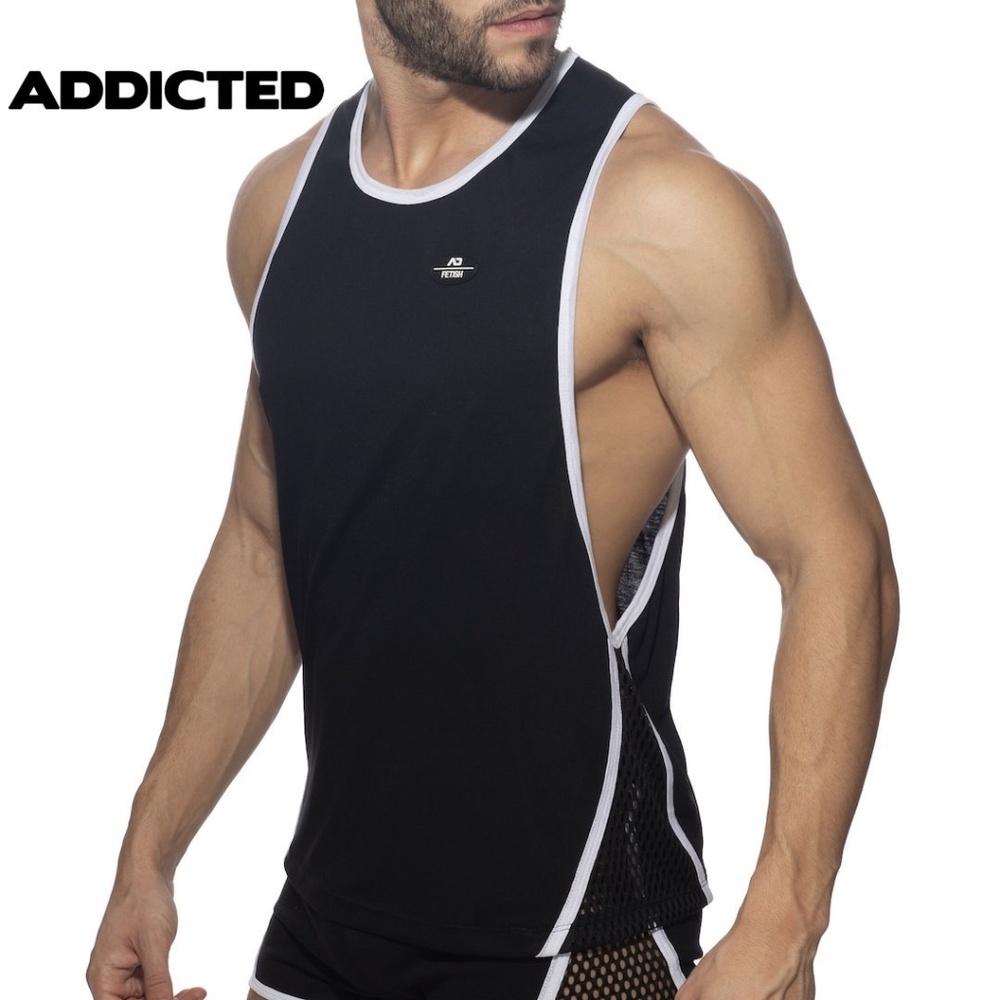 Addicted Mesh Insert Tank Top Large 32-34 Gently worn 60% polyester /40% viscose